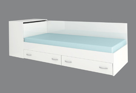 Легло с чекмеджета Анди 82/190 -антрацит гланц/бяло гланц , бяло гланц