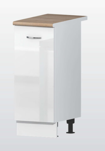 Долен кухненски шкаф с една врата и рафт - Алис бяло/черен/крем/антрацит гланц В26 - 50 см.