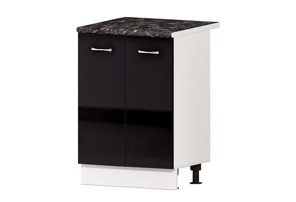 Долен кухненски шкаф с две врати и рафт - Алис бяло/черен/крем/антрацит гланц В 51 - 60 см.