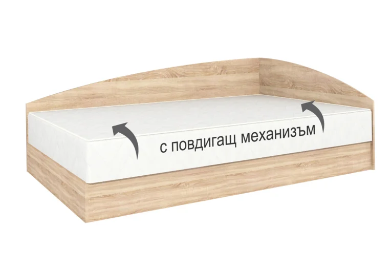 Легло Аполо 4 за еднолицев матрак 120/190 - дъб сонома